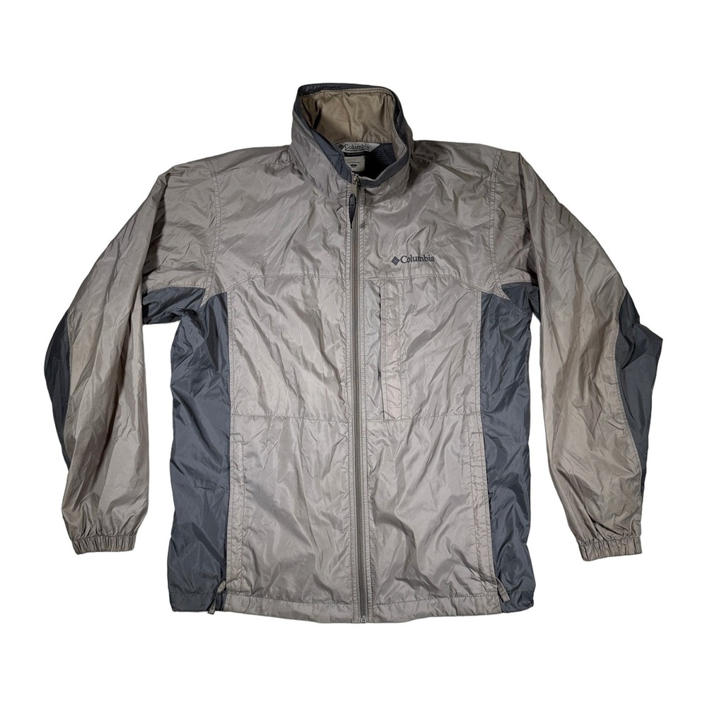 Columbia Sportswear Lightweight Full Zip‎ Jacket Mens Medium Tan Gray Adventure